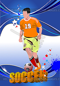 Poster with soccer player - vector clip art