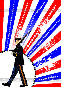 American flag and guard - vector clip art