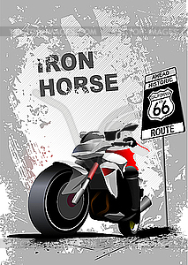 Grunge gray poster with motorcycle - vector EPS clipart