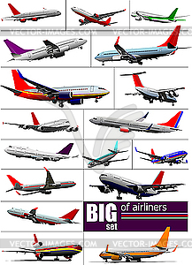 Set of airliners - stock vector clipart