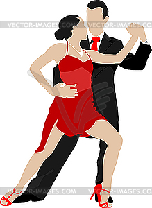 Couple dancing tango - vector clip art