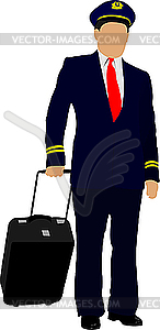 Pilot with suitcase - vector image