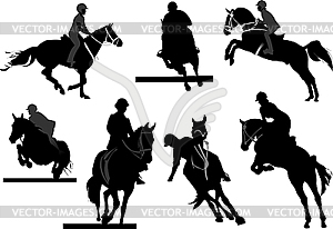 Horse riders silhouettes - vector clip art