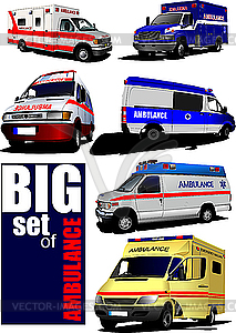 Set of modern ambulance vans - vector clipart