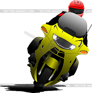 Biker on the road - vector clipart