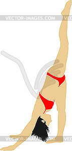 Woman doing gymnastic exercises - vector clipart