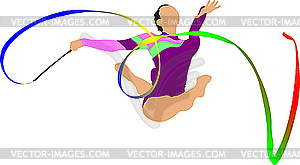 Woman doing gymnastic exercises - vector clipart