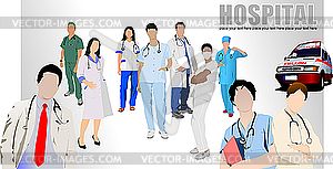 Врачи и медсестры в больнице - изображение в векторе / векторный клипарт