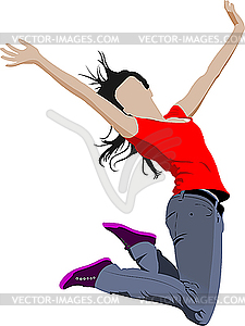 Девушка в прыжке - изображение в векторном виде