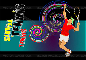 Poster with woman tennis player - vector image