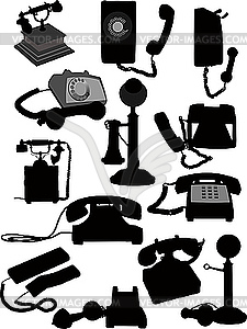 Set of old phone silhouette - vector clipart