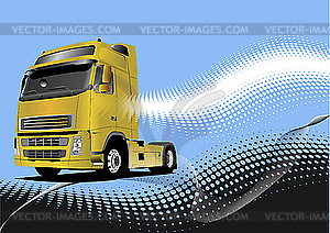 Blue poster with truck - vector clipart / vector image