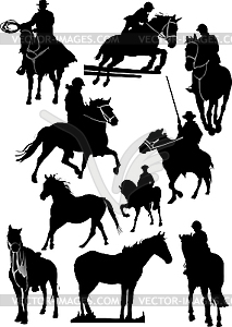 Horse silhouettes - vector clipart