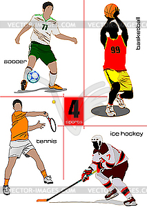 Basketball, ice hockey, tennis, soccer - vector image