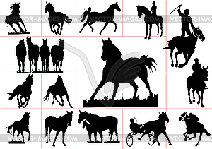 Horse silhouettes - vector image