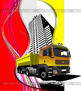 Truck in the city - vector clip art