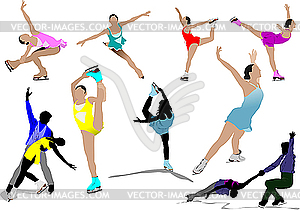 Woman figure skating - vector image