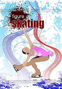 Woman figure skating - vector clipart