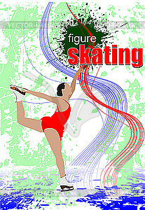 Woman figure skating - vector image