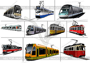 Ten Trams - vector clip art