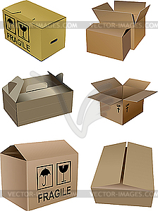 Set of carton boxes - vector clip art