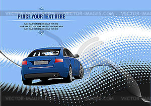 Blue poster mit car sedan - vector clipart