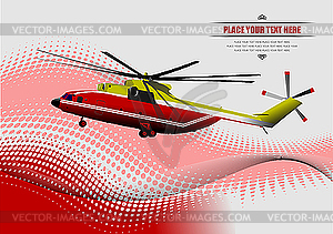 Red-yellow helicopter - vector image