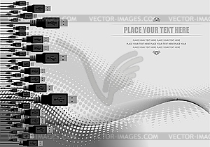 Background of usb port cables - vector clip art