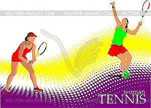 Poster with woman tennis player - vector clipart