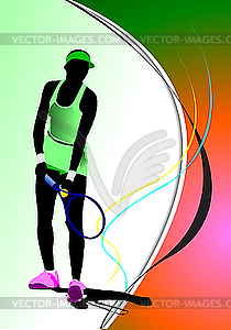 Постер с теннисисткой - графика в векторе