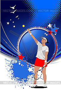 Poster with woman tennis player - vector clip art