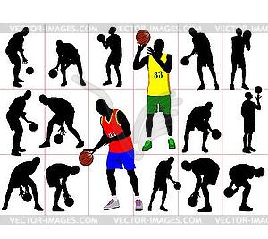 Basketball player silhouettes - vector image