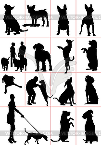 Set of dog silhouettes - vector image