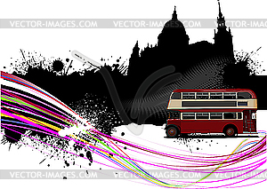 Лондон, гранж-дизайн с автобусом - рисунок в векторе