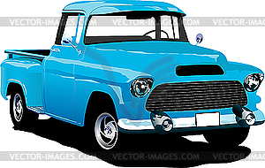 Old blue pickup - vector image