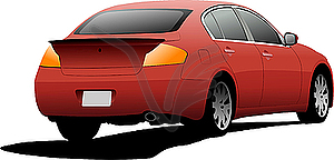 Red car sedan - vector clip art