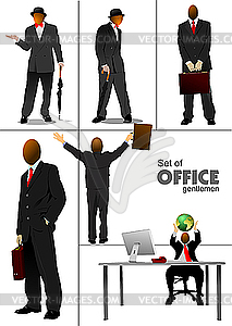 Set of office people silhouettes. - color vector clipart