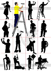 Workers silhouettes - vector image