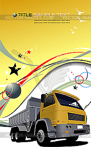 Poster with yellow truck - vector clipart