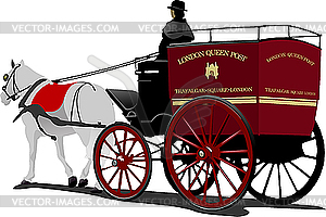 London post horse cab with driver - vector image