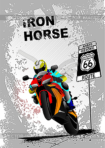 Grunge gray poster with motorcycle - vector clipart