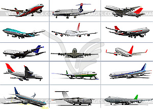 Набор авиалайнеров - векторизованное изображение