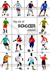 Set of soccer players - vector clipart