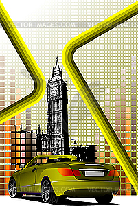 London and yellow cabriolet - vector clipart