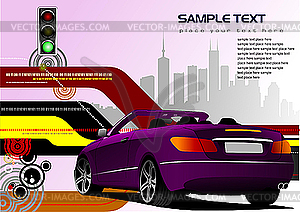 Hi-tech with purple cabriolet. - vector clipart