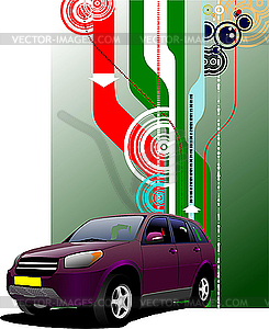 Poster with purple car - vector clipart