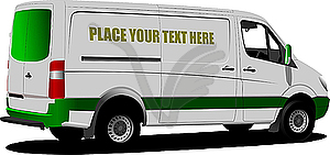 Commercial silver cargo minibus - vector image