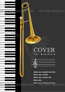 Cover for brochure with Piano and trombones - vector clipart