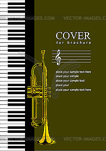 Cover for brochure with Piano and trumpets - vector clip art