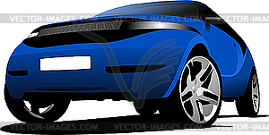 Синий автомобиль - графика в векторном формате